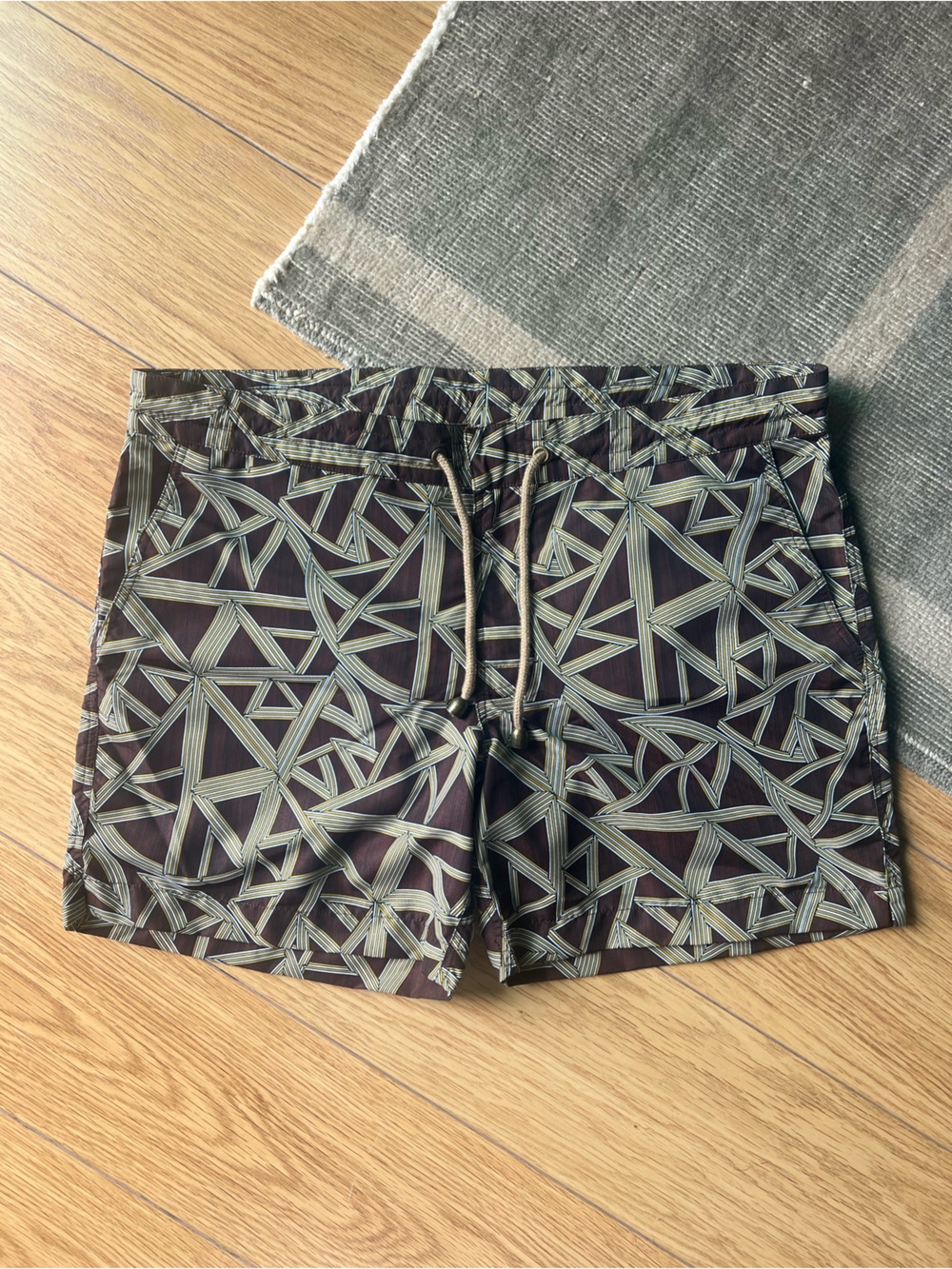 Thorsun Brown & Green Pattern Swim Trunks